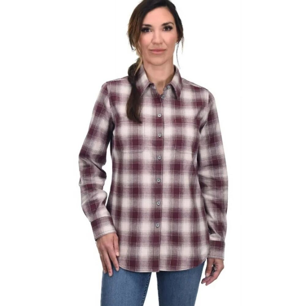 Ridgecut Plaid Long Sleeve Flex Flannel Long Sleeve Shirt Red Wine NWT SMALL